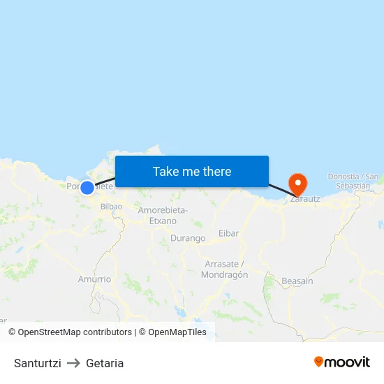 Santurtzi to Getaria map