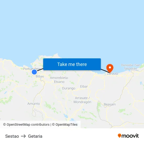 Sestao to Getaria map