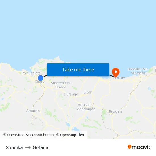 Sondika to Getaria map