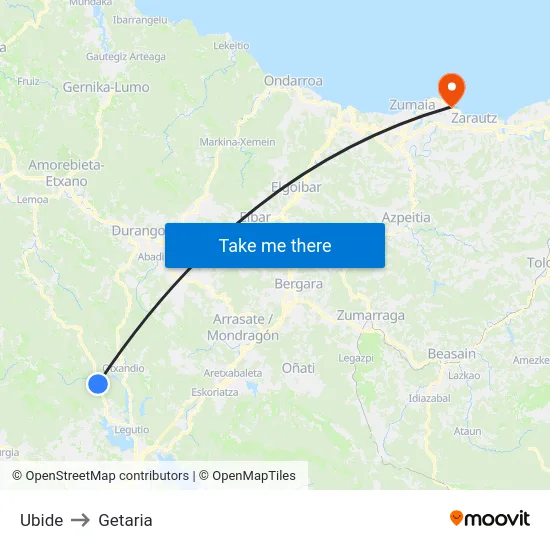 Ubide to Getaria map