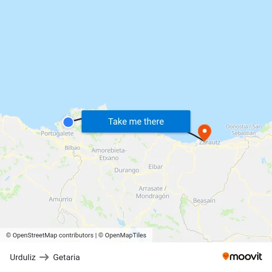 Urduliz to Getaria map