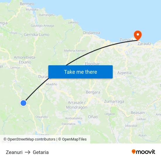 Zeanuri to Getaria map