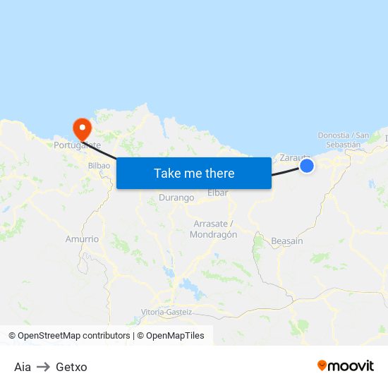 Aia to Getxo map