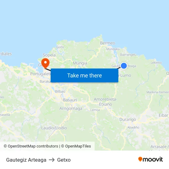 Gautegiz Arteaga to Getxo map