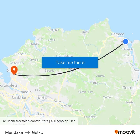 Mundaka to Getxo map