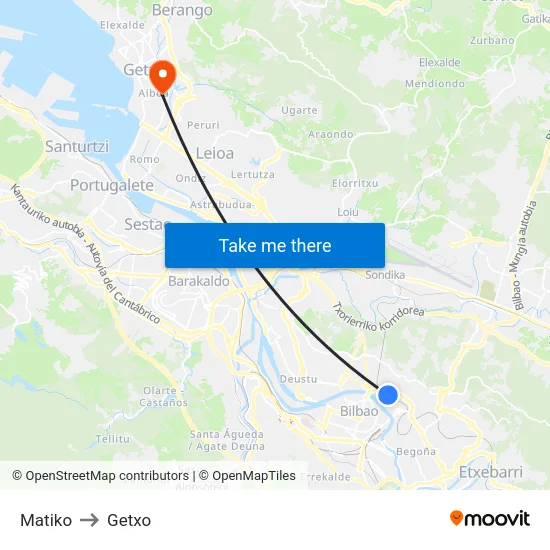 Matiko to Getxo map