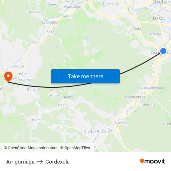 Arrigorriaga to Gordexola map