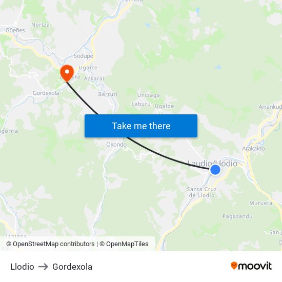 Llodio to Gordexola map