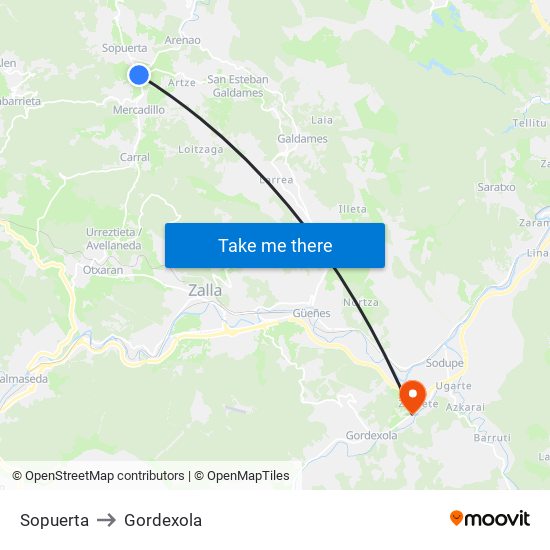 Sopuerta to Gordexola map