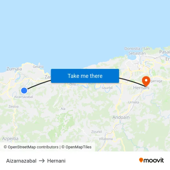 Aizarnazabal to Hernani map