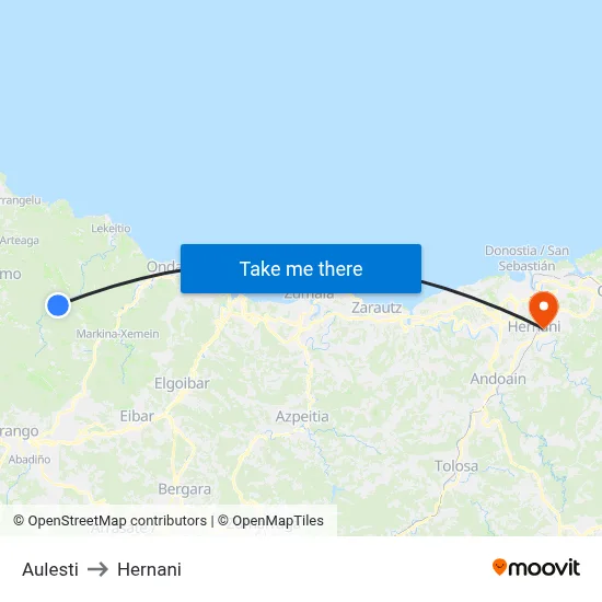 Aulesti to Hernani map