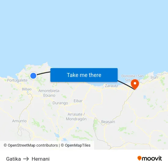 Gatika to Hernani map