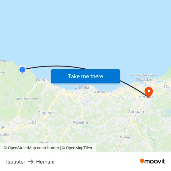 Ispaster to Hernani map