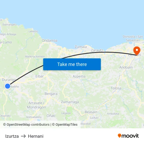 Izurtza to Hernani map