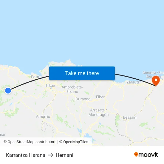 Karrantza Harana to Hernani map