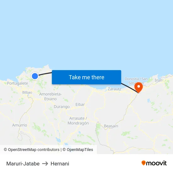 Maruri-Jatabe to Hernani map