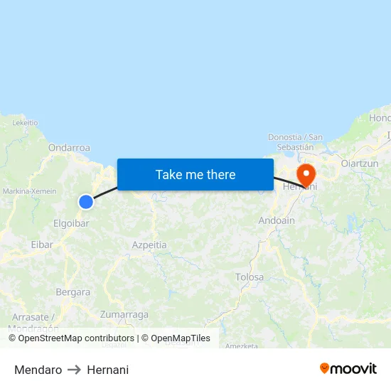 Mendaro to Hernani map