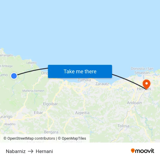 Nabarniz to Hernani map