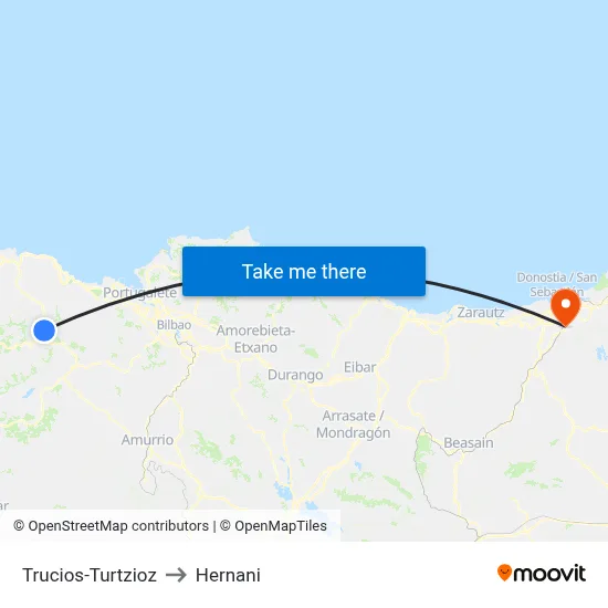 Trucios-Turtzioz to Hernani map