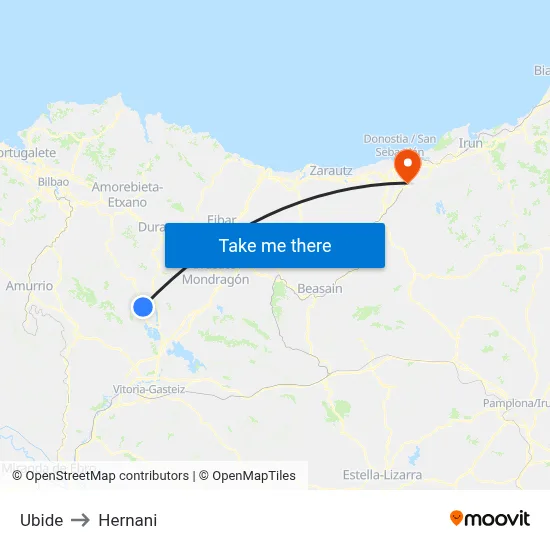 Ubide to Hernani map