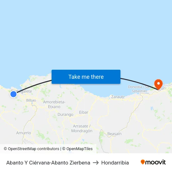 Abanto Y Ciérvana-Abanto Zierbena to Hondarribia map