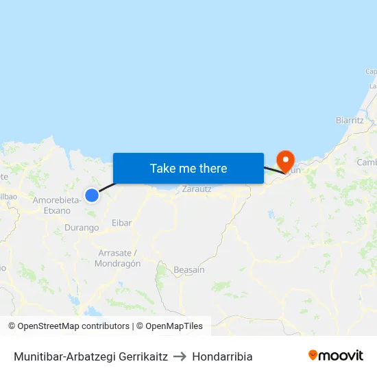 Munitibar-Arbatzegi Gerrikaitz to Hondarribia map