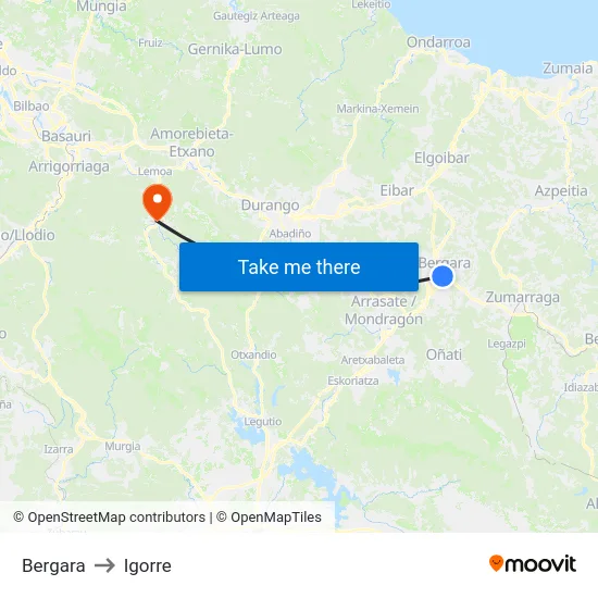 Bergara to Igorre map