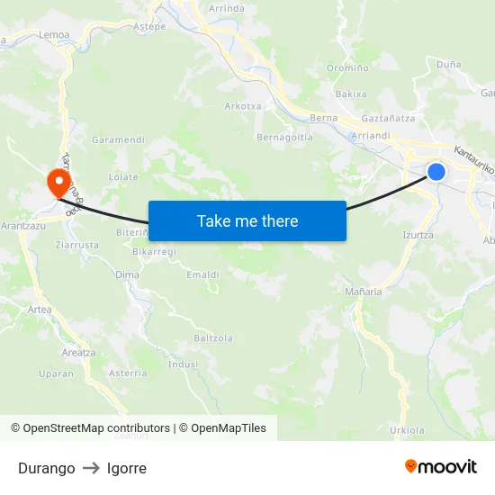 Durango to Igorre map