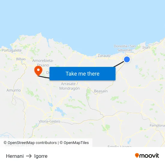 Hernani to Igorre map