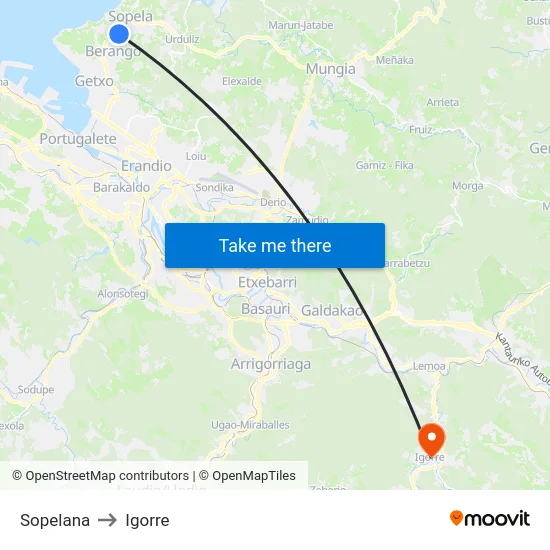 Sopelana to Igorre map