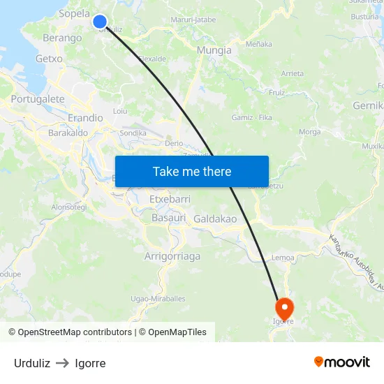Urduliz to Igorre map