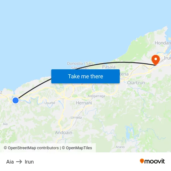 Aia to Irun map
