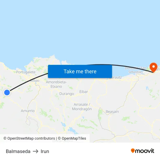 Balmaseda to Irun map