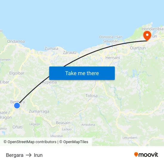 Bergara to Irun map