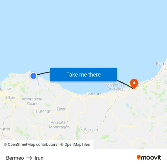 Bermeo to Irun map
