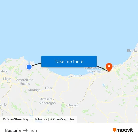 Busturia to Irun map