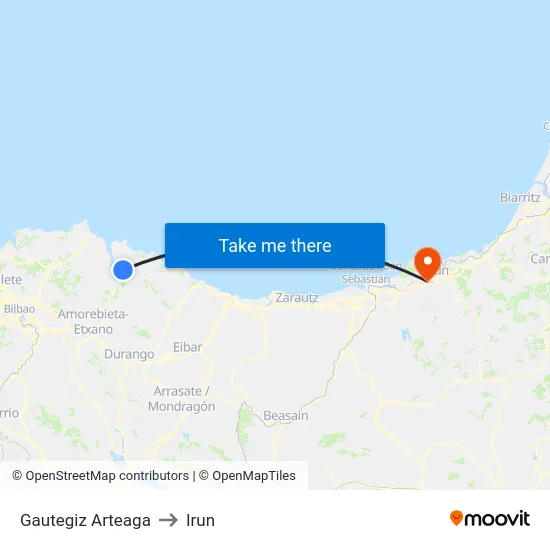 Gautegiz Arteaga to Irun map