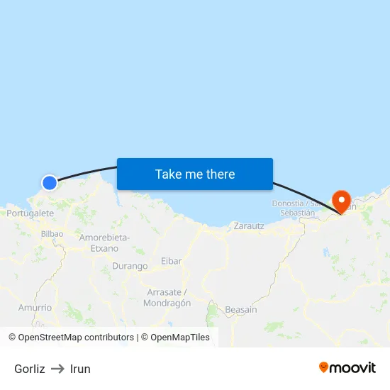 Gorliz to Irun map