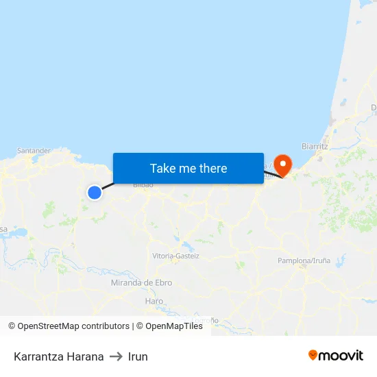 Karrantza Harana to Irun map