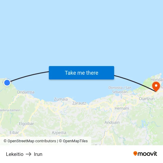 Lekeitio to Irun map