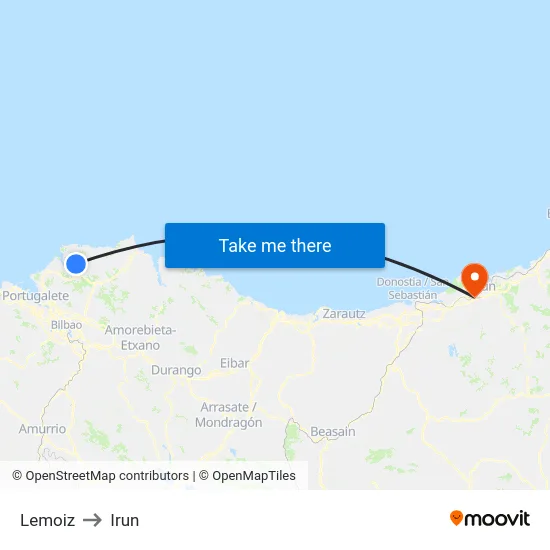 Lemoiz to Irun map