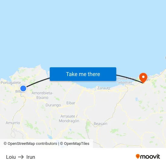 Loiu to Irun map
