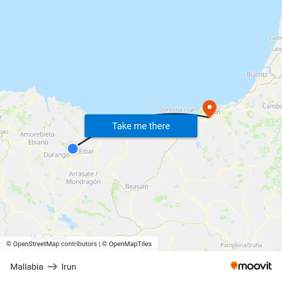 Mallabia to Irun map
