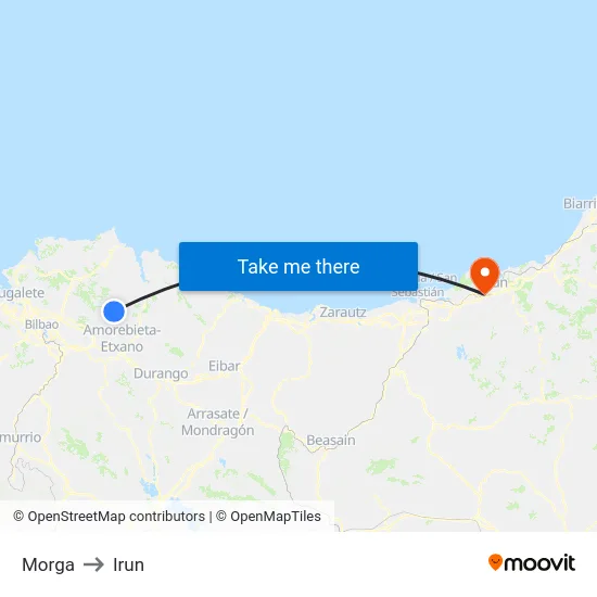 Morga to Irun map