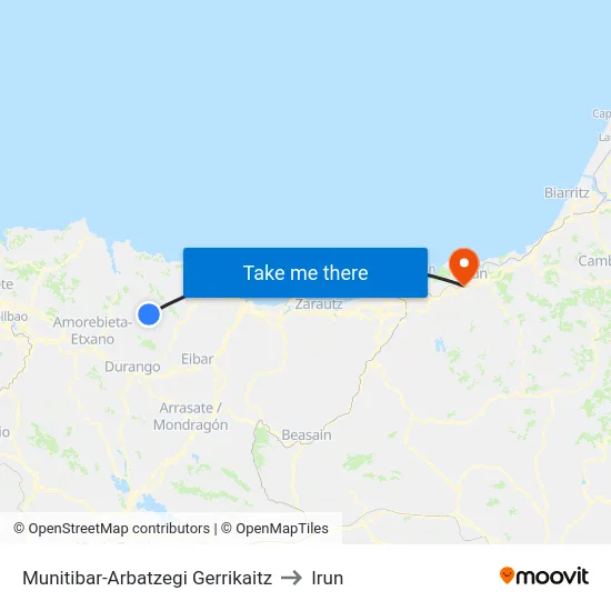 Munitibar-Arbatzegi Gerrikaitz to Irun map