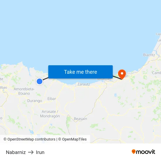 Nabarniz to Irun map