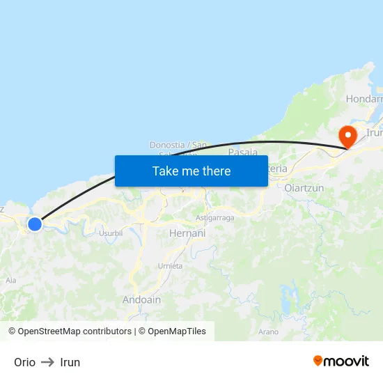 Orio to Irun map