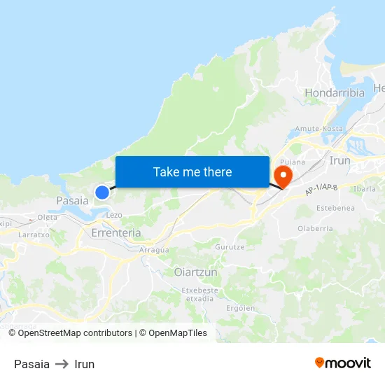 Pasaia to Irun map