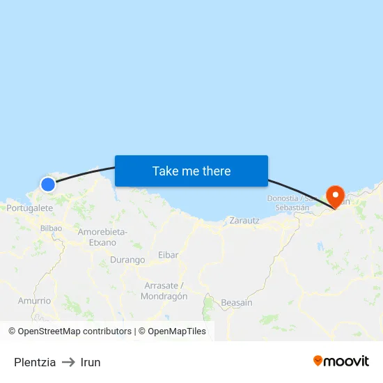 Plentzia to Irun map