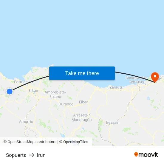 Sopuerta to Irun map